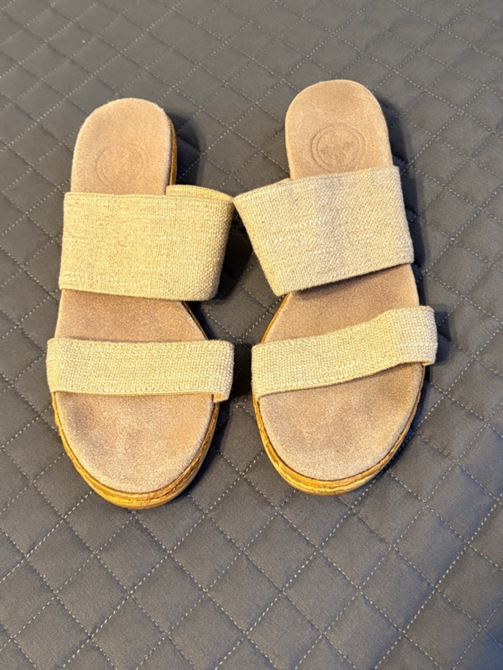 CHARLESTON SHOE CO. Tan Double-Strap Slide Sandals